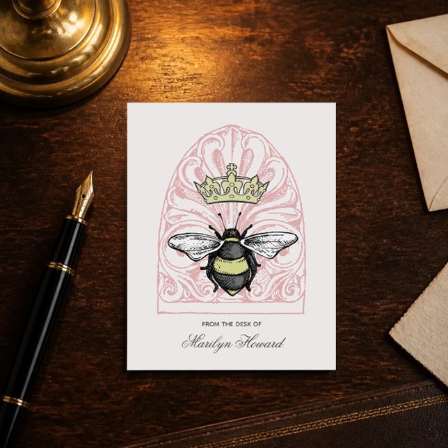 Crown Bee (Red) | Personalised Note Cards (Creator Uploaded)