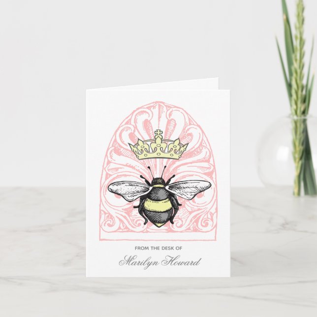 Crown Bee (Red) | Personalised Note Cards (Front)