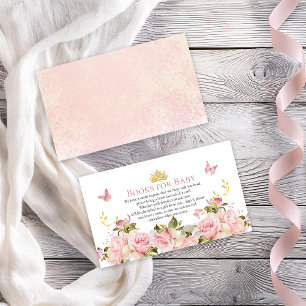 Crown Butterflies Floral Shower Books for Baby Enclosure Card