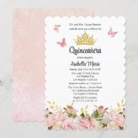 Crown | Butterflies Pink Rose Floral Quinceañera