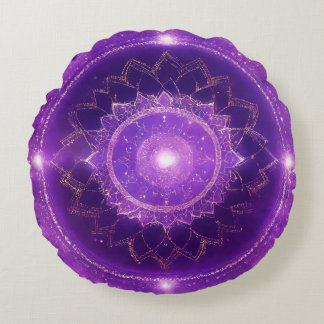 Crown Chakra Purple Mandala Meditation Round Cushion