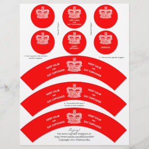 Crown Cupcake Wrappers Keep Calm Red Letterhead
