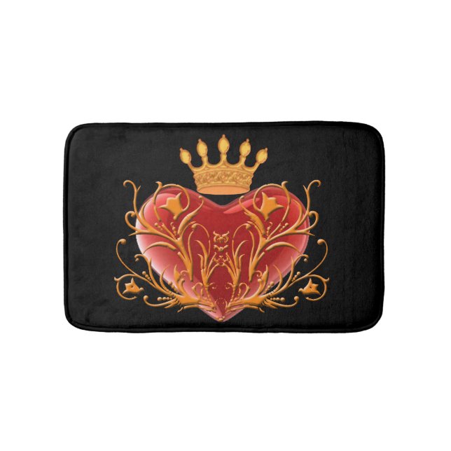 Crown Filigree Heart Bath Mat (Front)