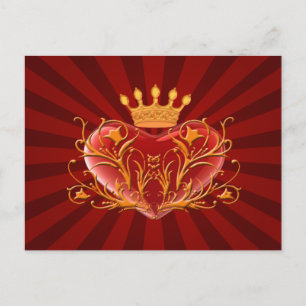 Crown Filigree Heart Post Card