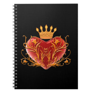 Crown Filigree Heart Spiral Notebook