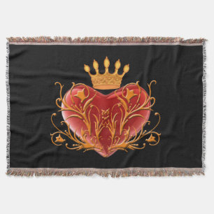 Crown Filigree Heart Throw Blanket