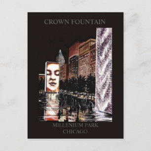 Crown Fountain Millenium Park Randsom Art Postcard