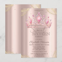  Crown Gold Glitter Corners Rose Gold Sweet 16  