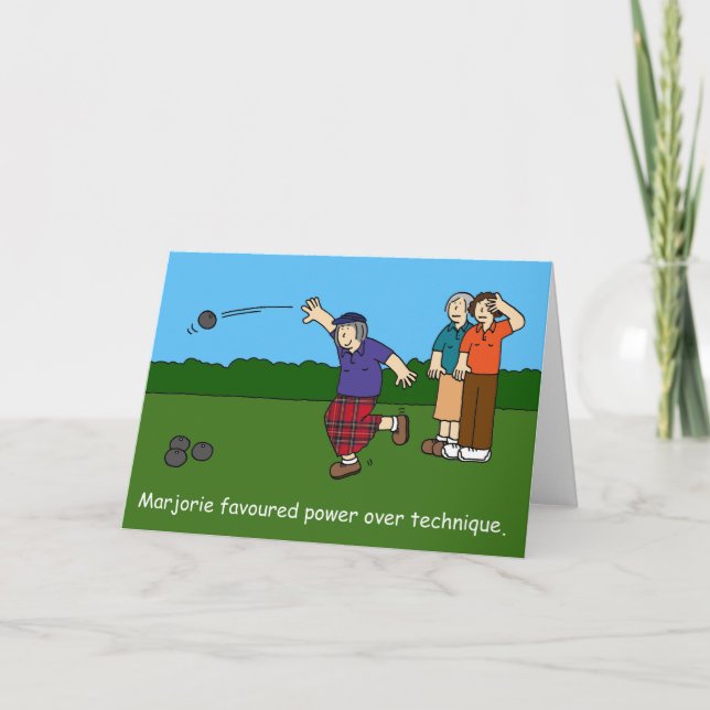 Crown Green Bowling Birthday Cartoon. Card (Front)