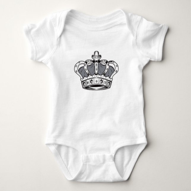 Crown - Grey  Baby Bodysuit (Front)