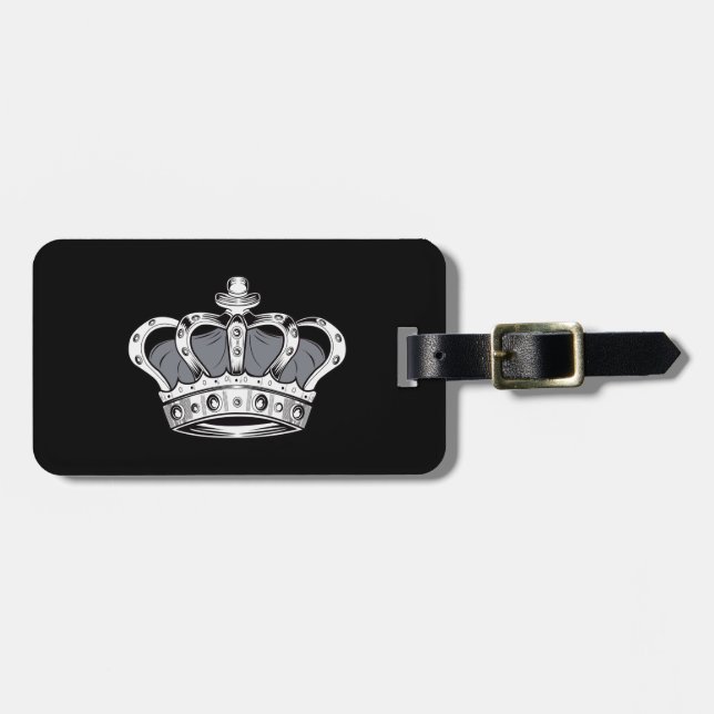 Crown - Grey Luggage Tag (Front Horizontal)