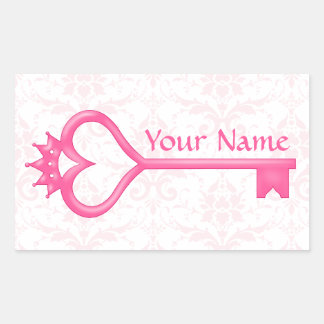 Crown Heart Key Rectangular Sticker