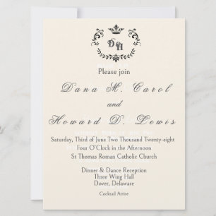 Crown Initial Wedding Invitation