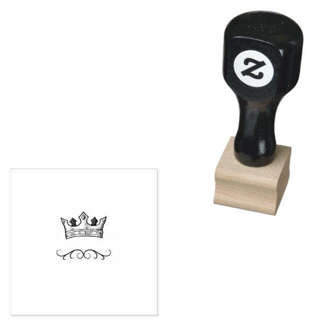 Crown King Moustache Barbershop Logo Rubber Stamp (Stamped)