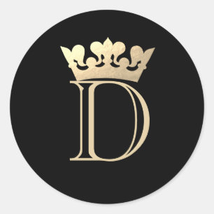 Crown Monogram Classic Round Sticker