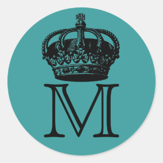 Crown Monogram Classic Round Sticker