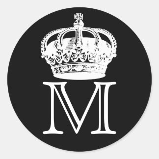 Crown Monogram Classic Round Sticker