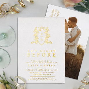 Crown monogram gold wedding the night before