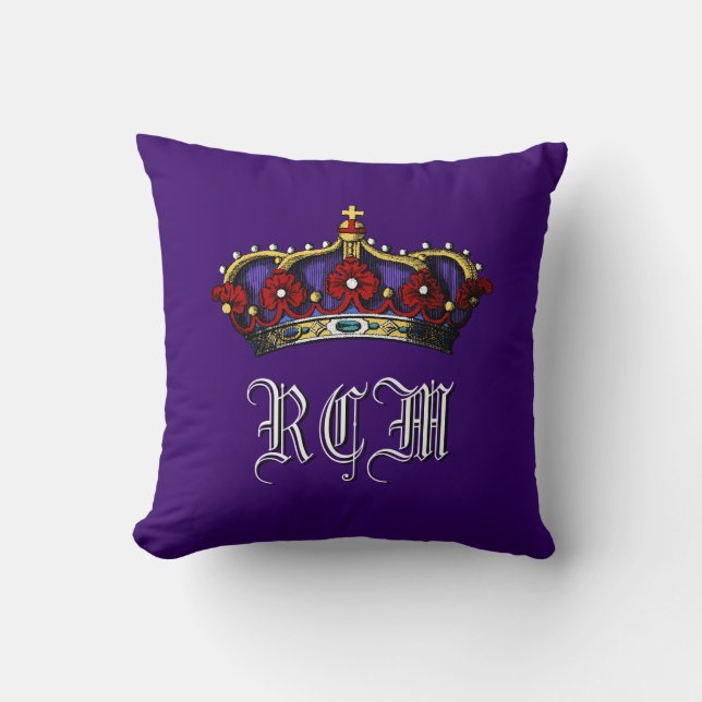Crown Monogram Regal Touch Purple Cushion (Front)