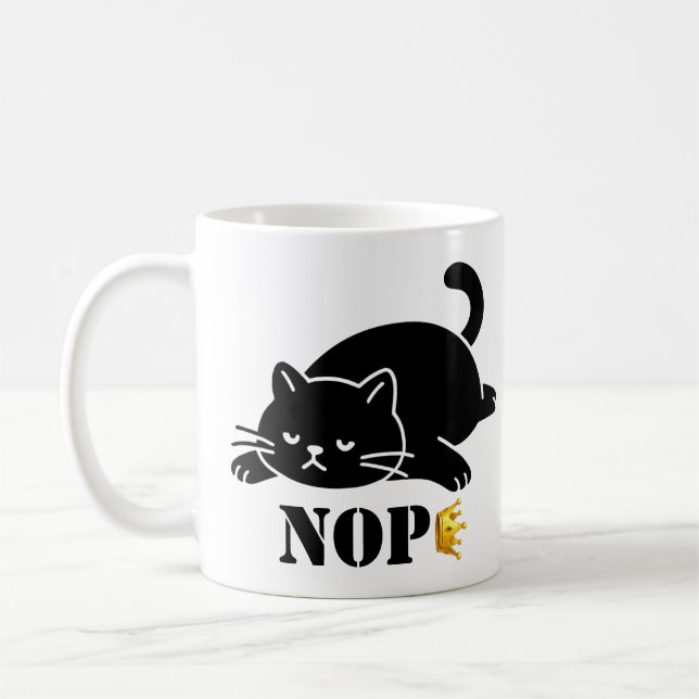 Crown NOPE Black Cat Funny for Cat Lovers Coffee Mug (Left)