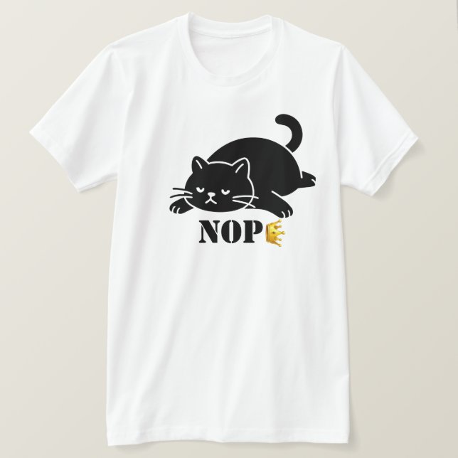 Crown NOPE Black Cat Funny for Cat Lovers T-Shirt (Design Front)
