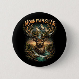 Crown of the Mountain Stag 6 Cm Round Badge