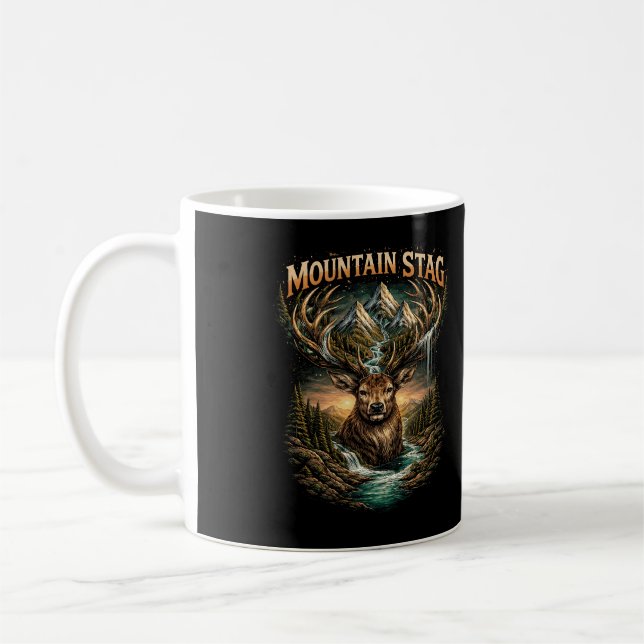 Crown of the Mountain Stag Coffee Mug (Left)