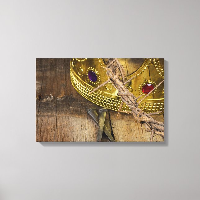 crown of thorns and gold crown with nails canvas print (Front)