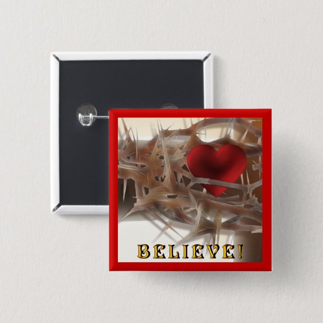 Crown of Thorns and Heart Button (Front & Back)