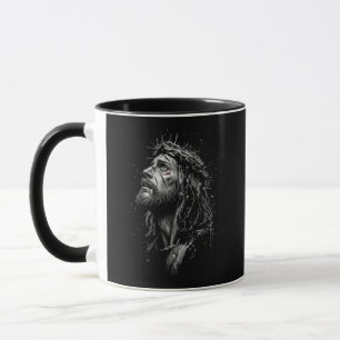 Crown of Thorns Jesus Christ Monochrome Portrait M Mug