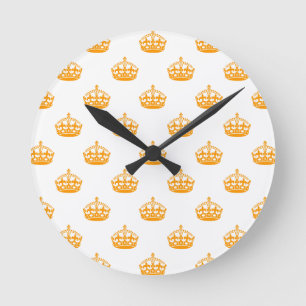 Crown Orange Round Clock