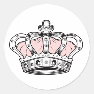 Crown - Pink Classic Round Sticker