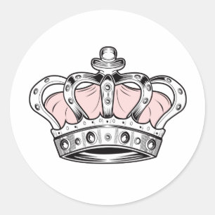 Crown - PInk Classic Round Sticker