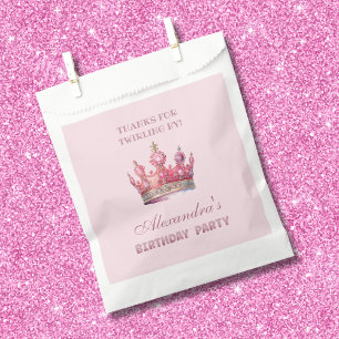 Crown Pink Fairytale Princess Birthday Thank You Favour Bags