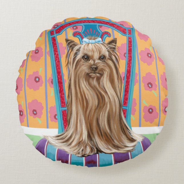 Crown Princess Yorkie Round Cushion (Front)