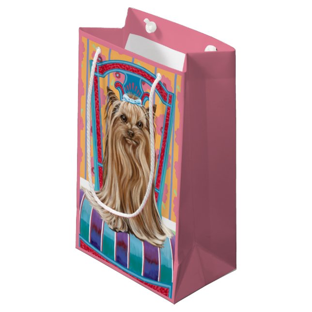Crown Princess Yorkie Small Gift Bag (Front Angled)