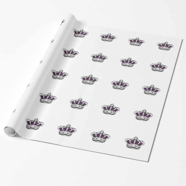 Crown - Purple Wrapping Paper (Unrolled)