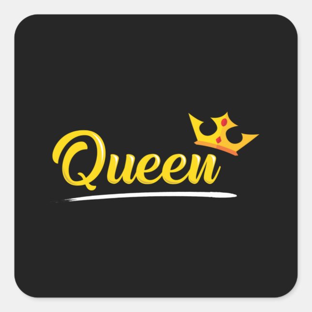 Crown Queen Princess Gold Royal Funny Gift Idea Square Sticker (Front)