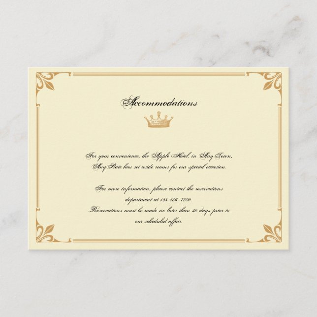 Crown Regency in Gold and Ivory Wedding Insert (Front)