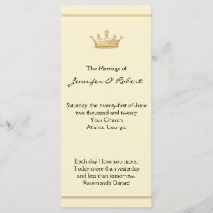 Crown Regency in Gold and Ivory Wedding Program Programme