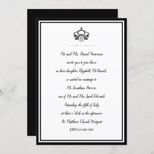 Crown Royal Black White and Gold Wedding Invitation