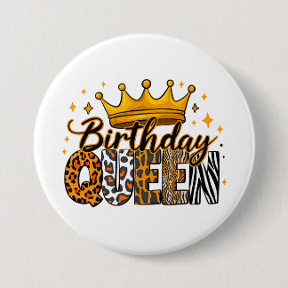 Crown Safari Birthday Queen 7.5 Cm Round Badge