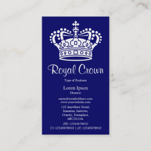 Crown Symbol 02 - White on Deep Navy (Gold Card) Business Card