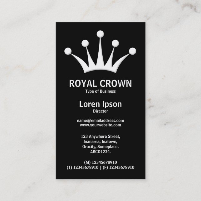 Crown Symbol - Black Business Card (Front)
