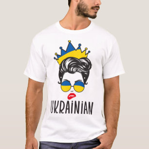 Crown Ukrainian Girl Ukraine Messy Bun Women Ukrai T-Shirt