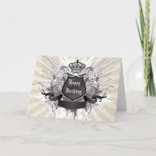 Crown, Wings and Shield Birthday Card