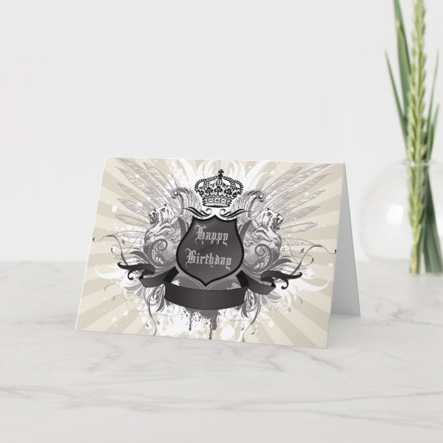 Crown, Wings and Shield Birthday Card (Front)