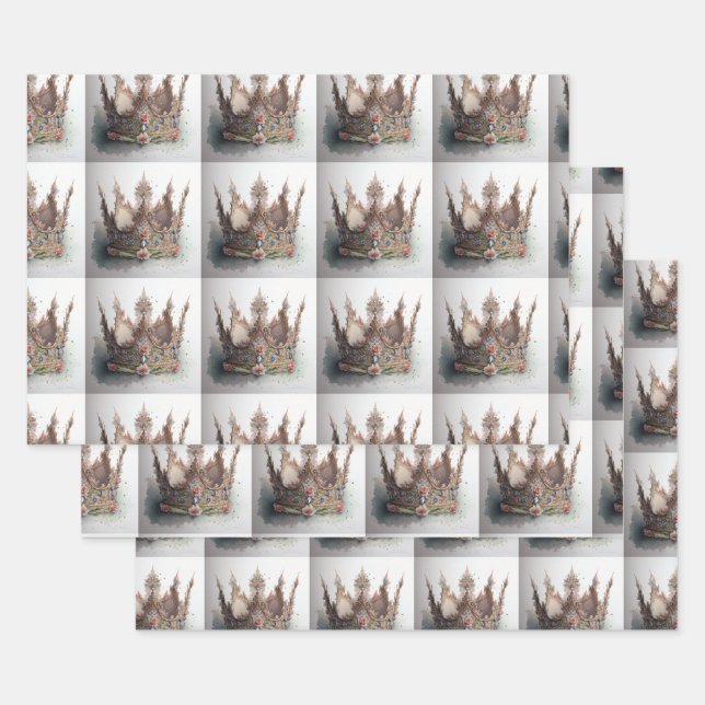 Crown Wrapping Paper Fit for a Queen (Set)