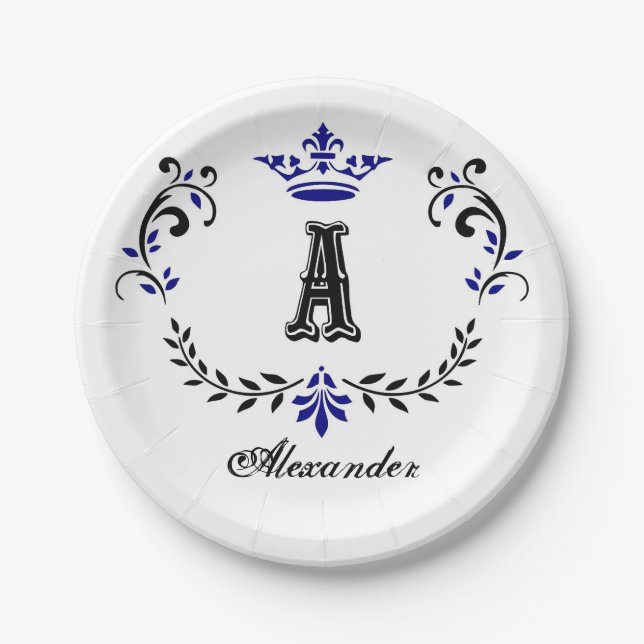 Crown Wreath A Monogram Wedding Paper Plate (Front)