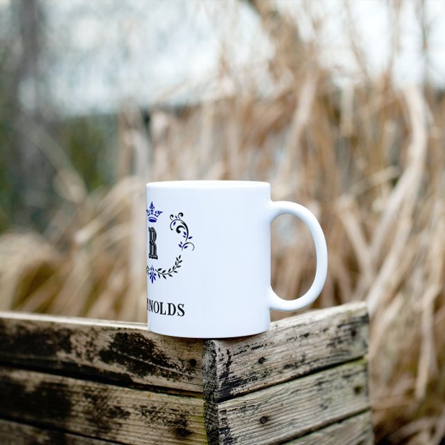 Crown Wreath Letter R Personalised Coffee Mug (Creator Uploaded)